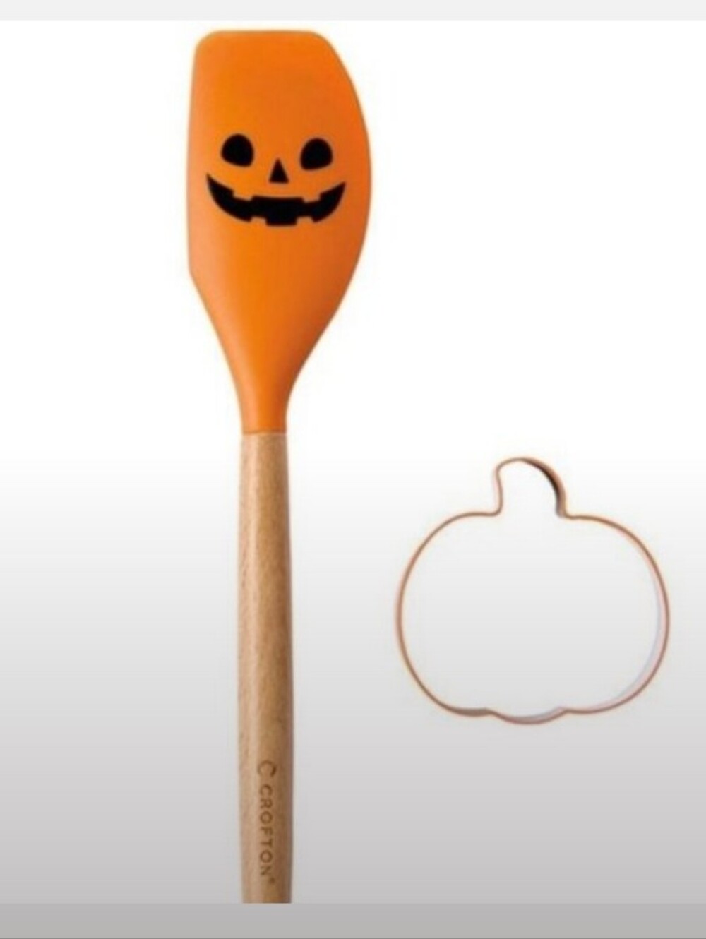Croton-2pc Pumpkin Cookie Cutter & Pumpkin 🎃Face Silicone Spatula